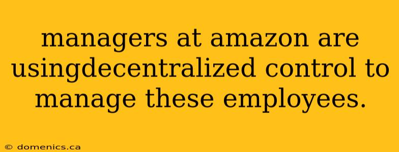managers at amazon are usingdecentralized control to manage these employees.