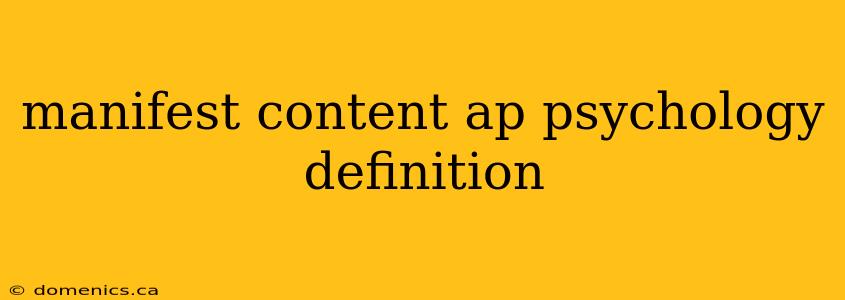 manifest content ap psychology definition