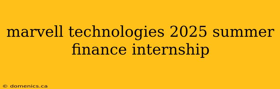 marvell technologies 2025 summer finance internship