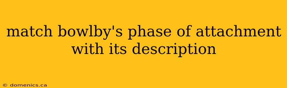 match bowlby's phase of attachment with its description