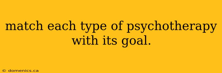 match each type of psychotherapy with its goal.