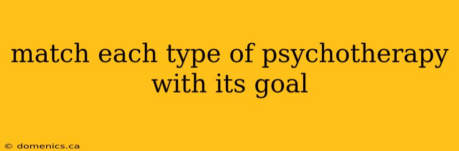 match each type of psychotherapy with its goal