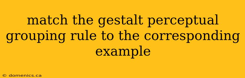 match the gestalt perceptual grouping rule to the corresponding example