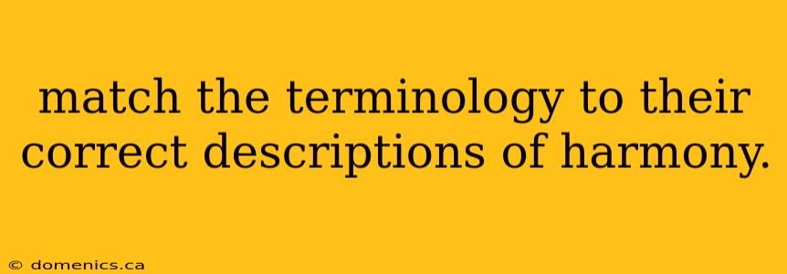 match the terminology to their correct descriptions of harmony.