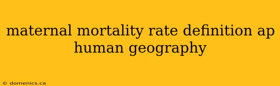 maternal mortality rate definition ap human geography