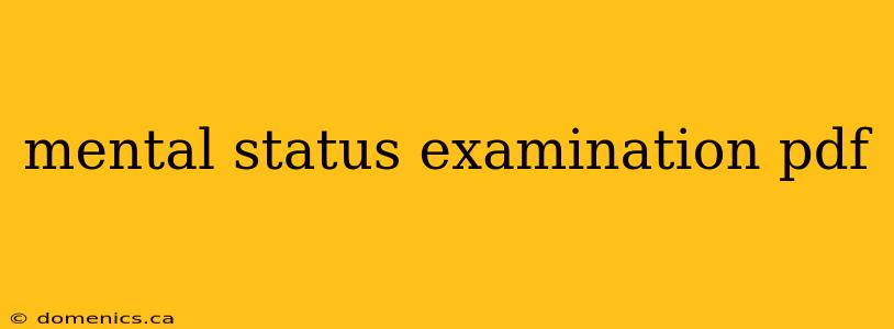 mental status examination pdf