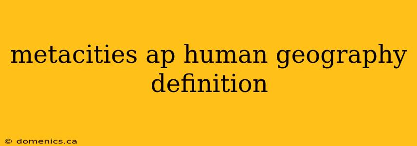 metacities ap human geography definition