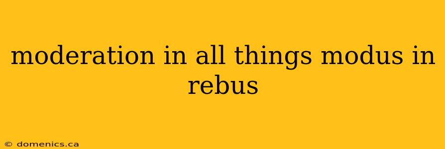 moderation in all things modus in rebus