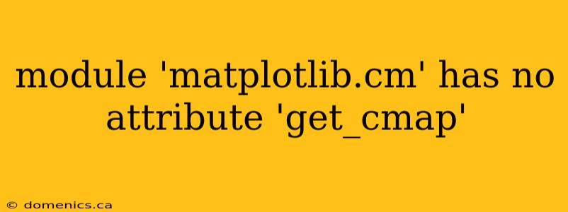 module 'matplotlib.cm' has no attribute 'get_cmap'