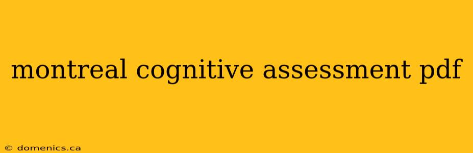 montreal cognitive assessment pdf