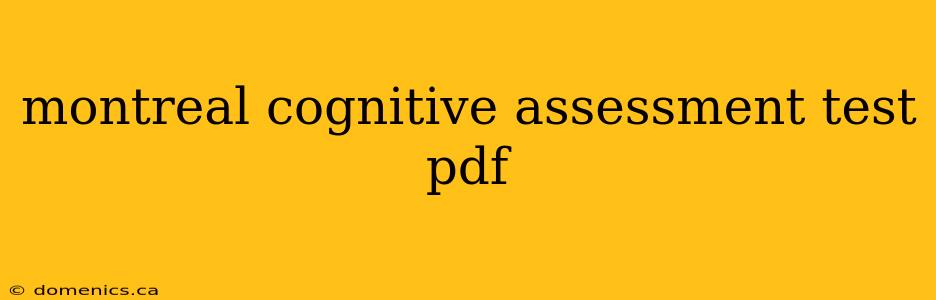 montreal cognitive assessment test pdf