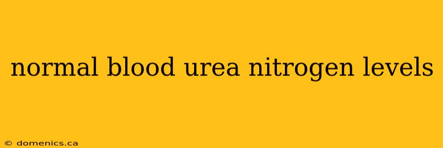 normal blood urea nitrogen levels