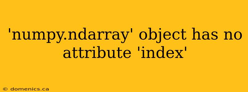 'numpy.ndarray' object has no attribute 'index'