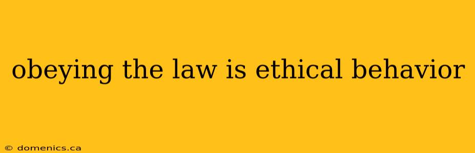 obeying the law is ethical behavior