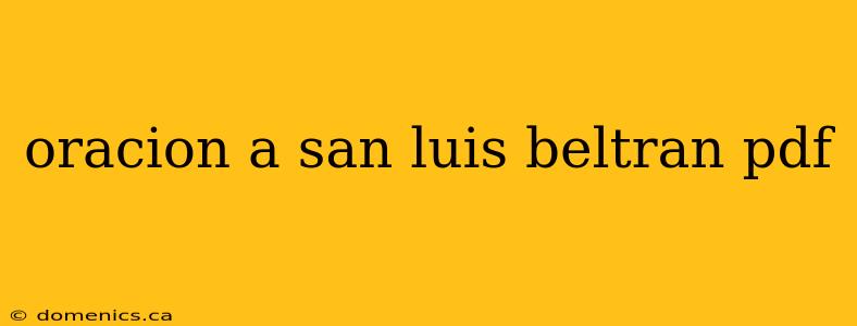 oracion a san luis beltran pdf
