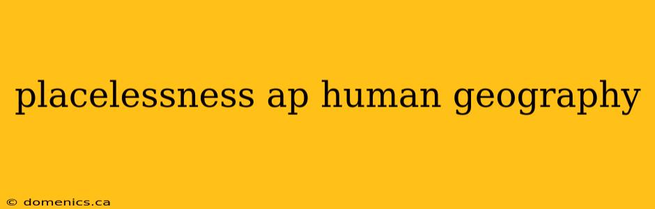 placelessness ap human geography