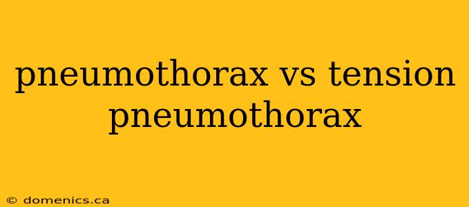 pneumothorax vs tension pneumothorax