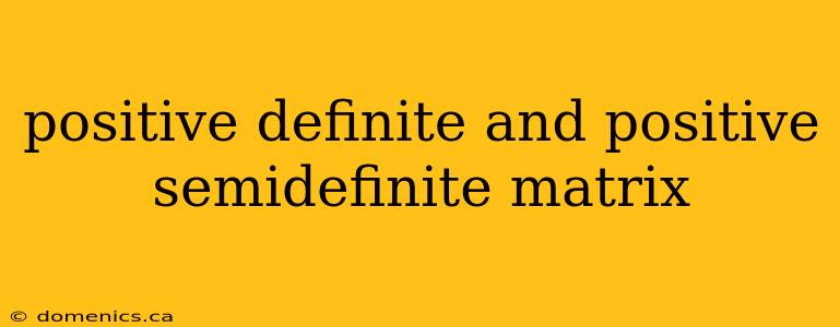 positive definite and positive semidefinite matrix