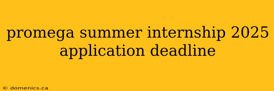 promega summer internship 2025 application deadline