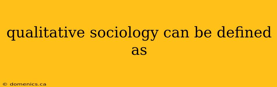 qualitative sociology can be defined as