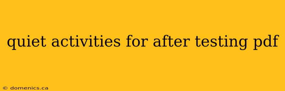 quiet activities for after testing pdf