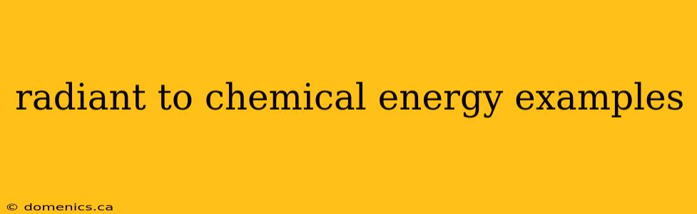 radiant to chemical energy examples