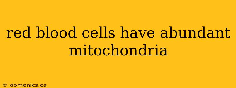 red blood cells have abundant mitochondria