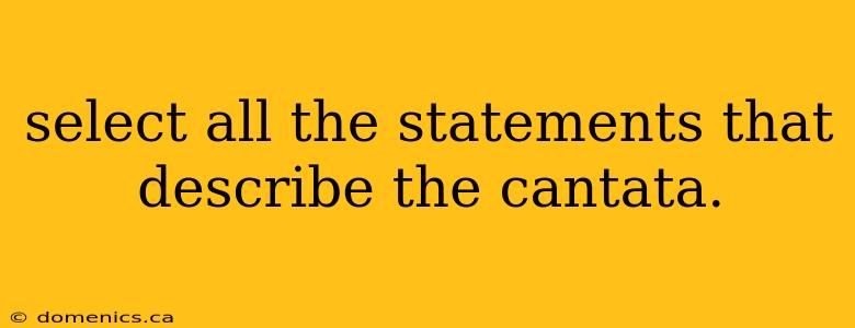 select all the statements that describe the cantata.