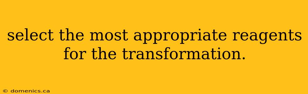 select the most appropriate reagents for the transformation.