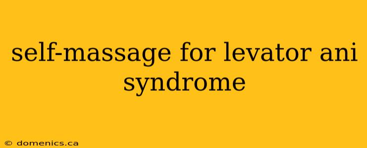 self-massage for levator ani syndrome