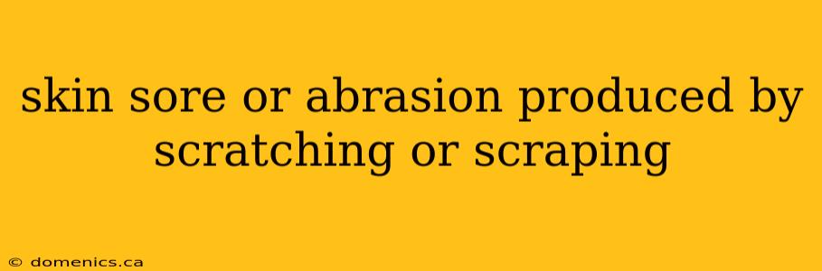 skin sore or abrasion produced by scratching or scraping