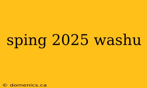 sping 2025 washu