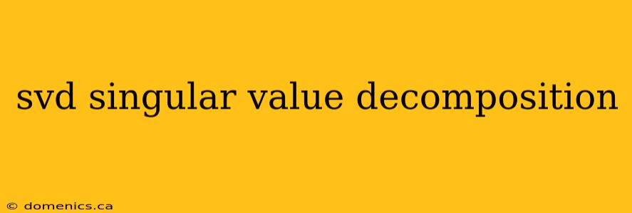 svd singular value decomposition