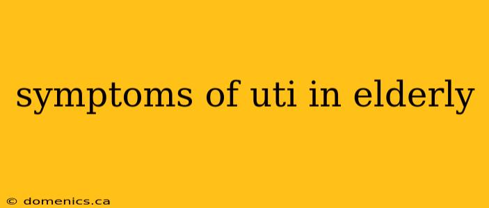 symptoms of uti in elderly