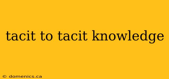 tacit to tacit knowledge