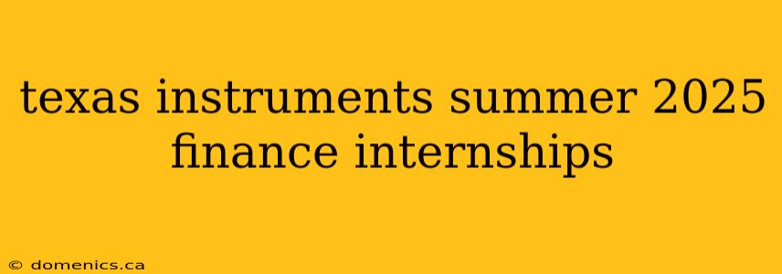 texas instruments summer 2025 finance internships