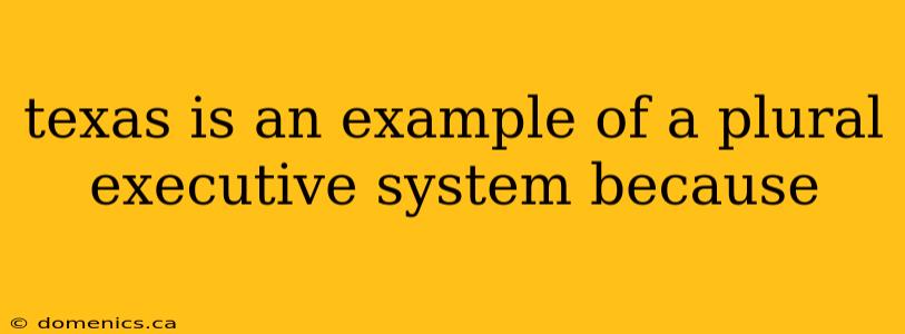 texas is an example of a plural executive system because