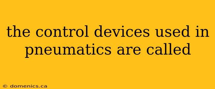 the control devices used in pneumatics are called