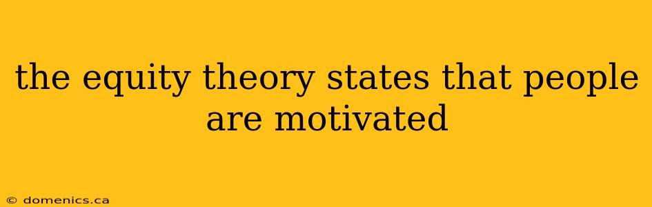 the equity theory states that people are motivated