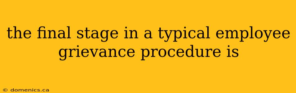 the final stage in a typical employee grievance procedure is