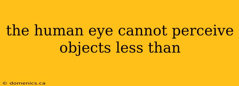 the human eye cannot perceive objects less than