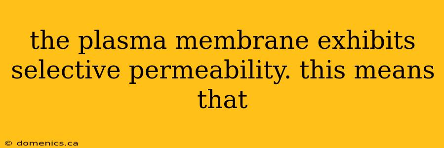 the plasma membrane exhibits selective permeability. this means that