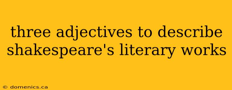 three adjectives to describe shakespeare's literary works