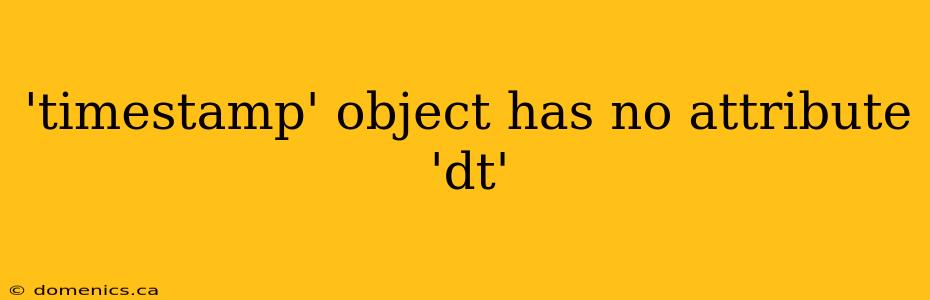 'timestamp' object has no attribute 'dt'