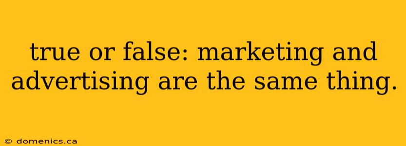 true or false: marketing and advertising are the same thing.