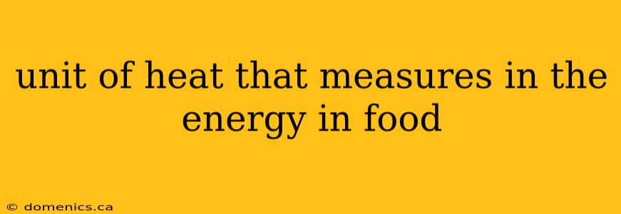 unit of heat that measures in the energy in food