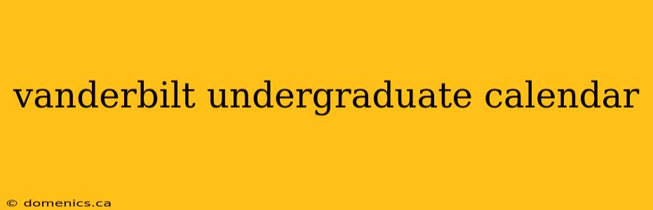 vanderbilt undergraduate calendar