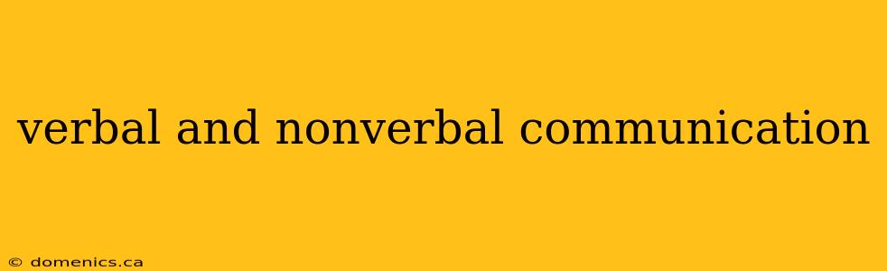 verbal and nonverbal communication