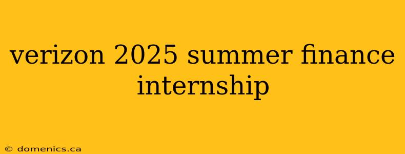 verizon 2025 summer finance internship