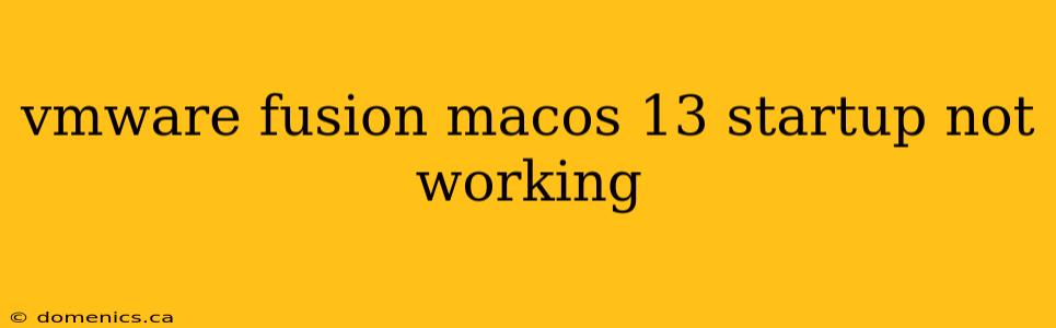 vmware fusion macos 13 startup not working